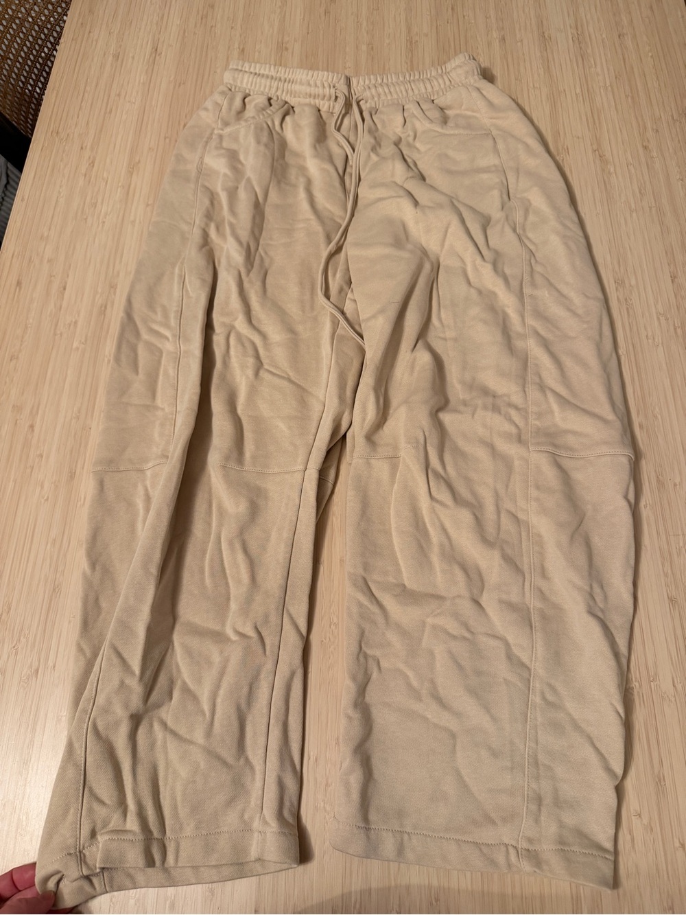 Women’s Beige Drawstring Lounge barrel Pants